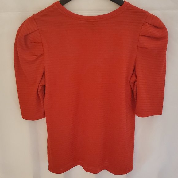 Who What Wear Red Longer Short Sleeve Top with Puffed Shoulders Size L - Picture 10 of 15